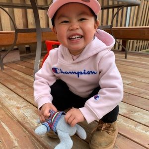 Pink Champion fleece hoodie size 24M